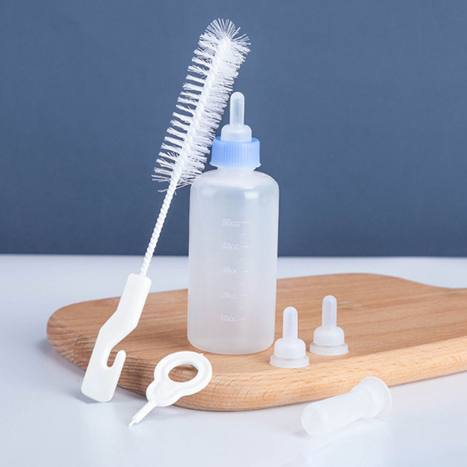 딩동펫 핑퐁 휴대용 실리콘 미니 젖병 세트, 1개, 블루