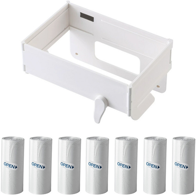 지미스홈 주방 걸이식 쓰레기통 + 쓰레기 봉투 100p 세트, 화이트, 1세트