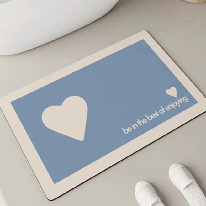 위더홈 미니 하트 메신저 물 흡수 매트, 블루