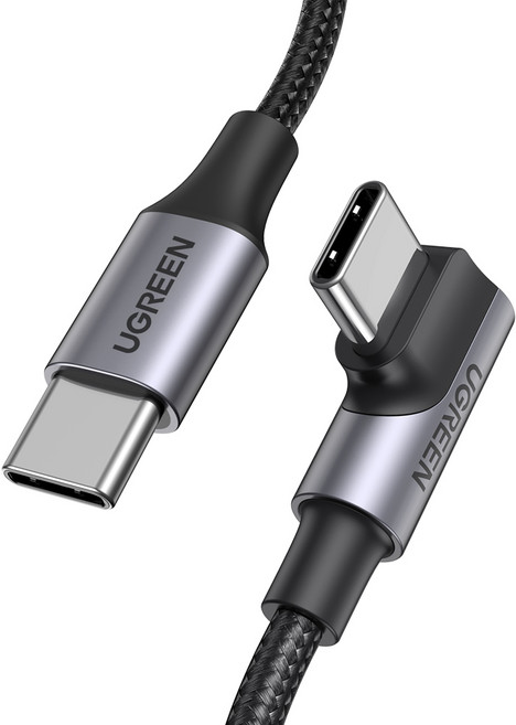 유그린 100W 지원형 직조 90도 C to C타입 고속충전 케이블, 혼합색상, 1개, 1m