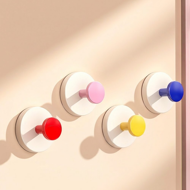 굿무드 무타공 접착식 후크 57 x 42 x 29 mm 4종 세트, 혼합색상, 1세트