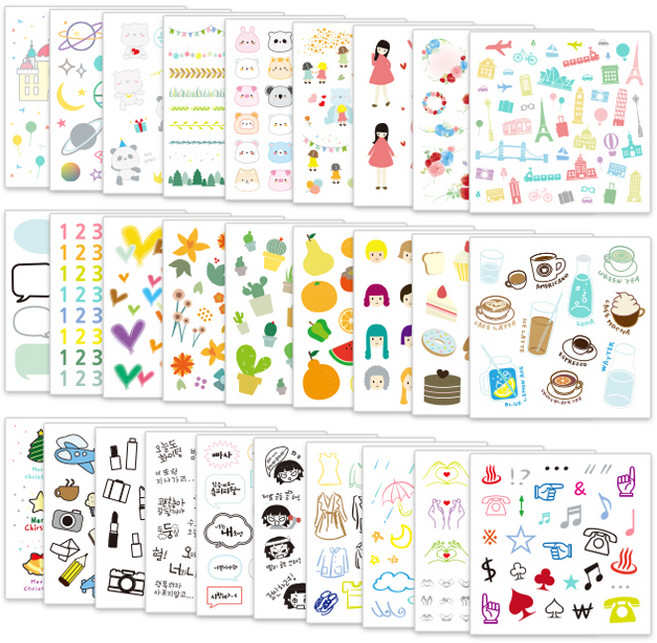 2Youngdesign 28款手帳裝飾貼紙 Set, 混色, 1組