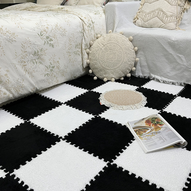 생활살림 조립식 소프트 러그 퍼즐매트, 4개, 블랙