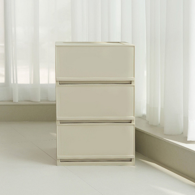 샤바스 컬러스토리 서랍장, 풀컬러 샌드베이지, 3단