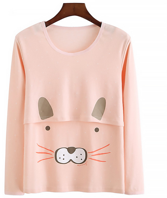 알럽핏 레이스넥 코튼 임부 내의 상의