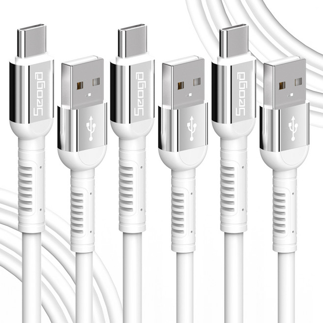 서가 메탈 고강도 고속충전 케이블 C타입, 1.5m, 화이트, 3개