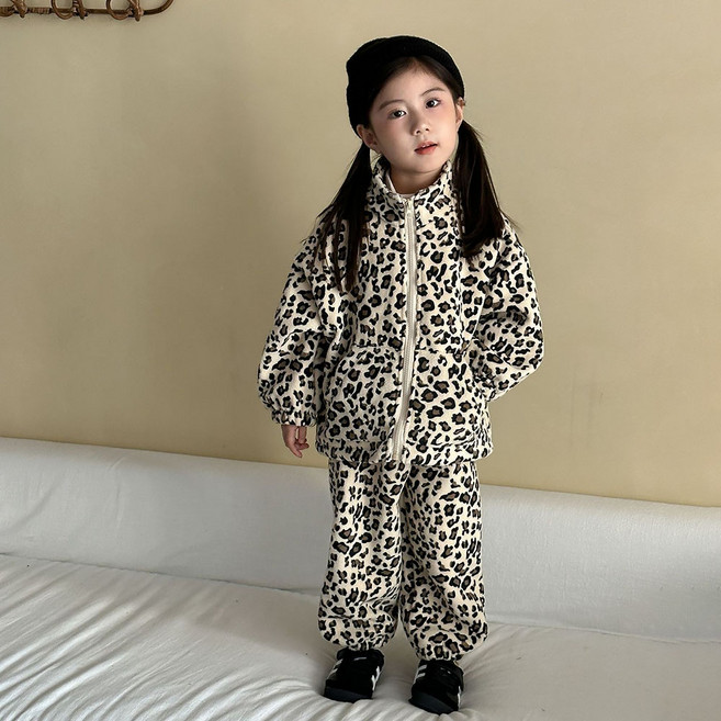 Starbean 豹紋刷毛家居服套裝