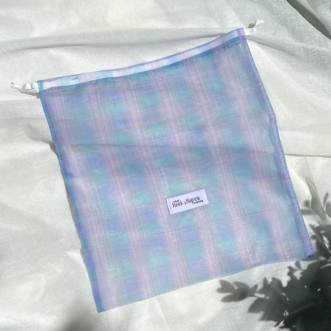 앵콜스 오간자 체크파우치, 블루퍼플, 1개