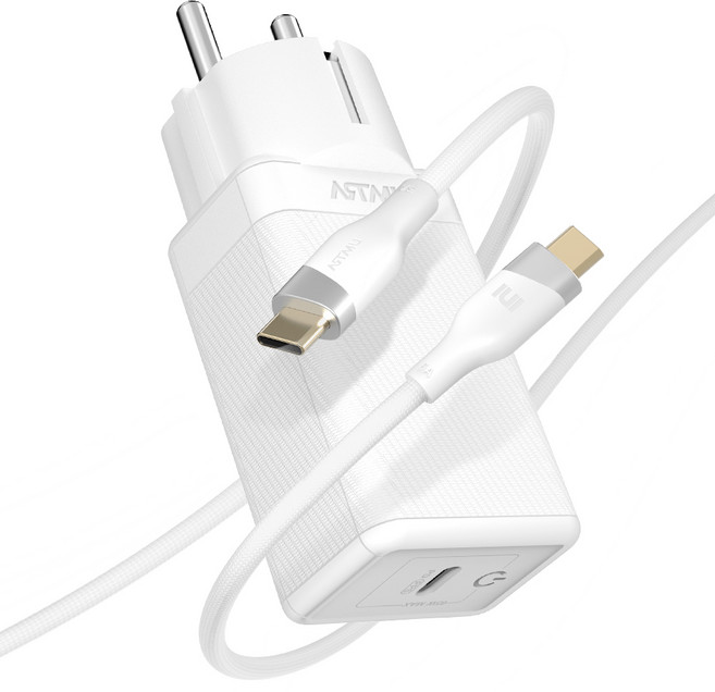 아트뮤 PD 65W PPS GaN 접지 초고속 충전기 GC620 + C타입 to C타입 5A 우븐 케이블 240W 1.5m 세트, 화이트, 1세트