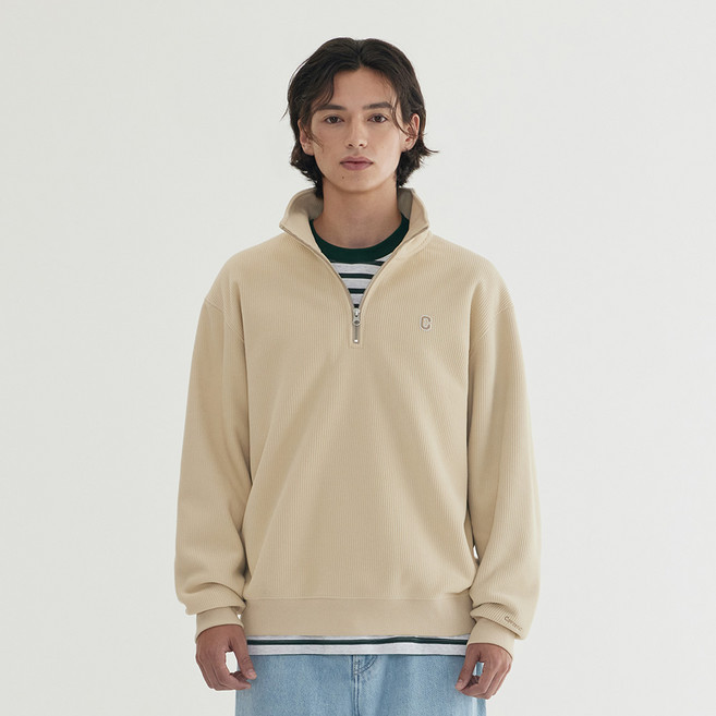 커버낫 남녀공용 스몰 C 로고 코듀로이 하프집업