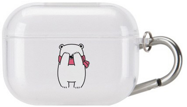 구스페리 에어팟 3세대 디자인 투명 젤리 케이스, 애니멀 분홍곰