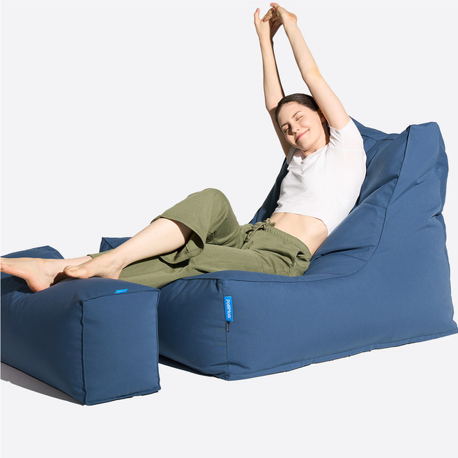 폴리몰리 1인용 대형 빈백 거실 야외 소파, 607P 슬래이트 블루 (풋스툴 별매)