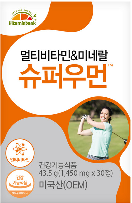 비타민뱅크 멀티비타민 앤 미네랄 슈퍼우먼 43.5g, 30정, 1개