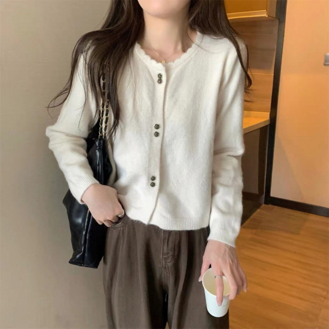 PEONIST 女款雙排扣圓領針織外套