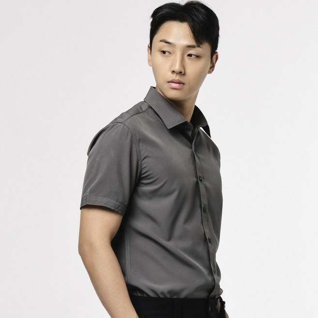엘엑스티 남성용 반팔 구김없는 반슬림 냉감 와이셔츠