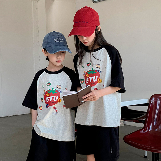 패밀리 C 토마토 나그랑 가족 반팔 티셔츠