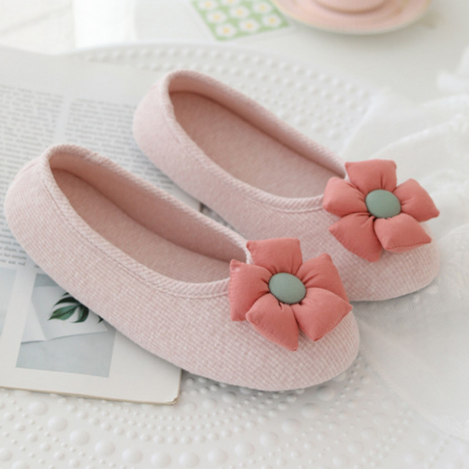 아리코 플라워 미끄럼방지 덧신형 실내화, 핑크, 1개