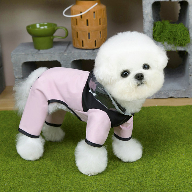 파스텔펫 반려동물 발바닥 후드 올인원우비, 핑크, 1개