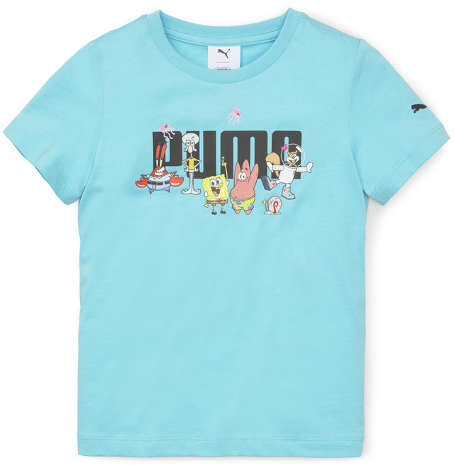 PUMA 青少年海綿寶寶Logo T恤_SPONGEBOB LOGO TEE_藍色_67587179