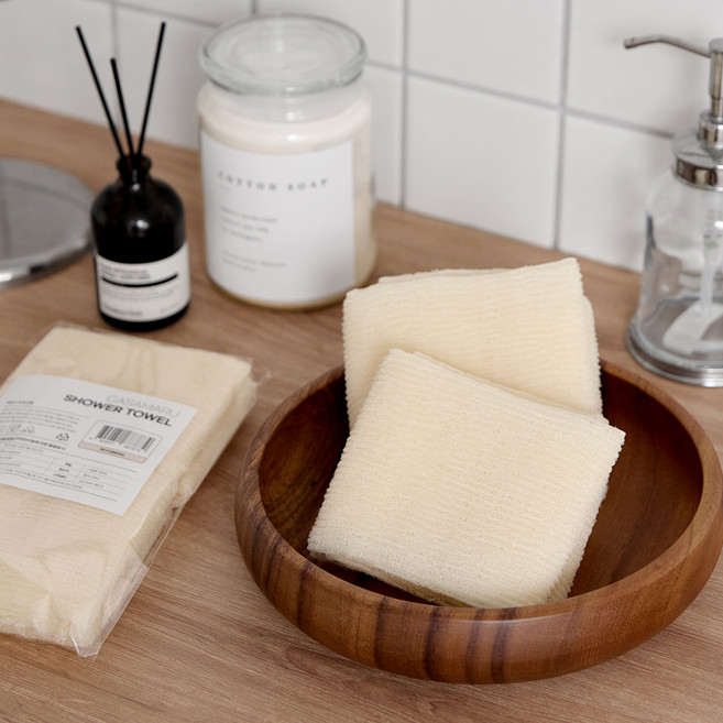 까사마루 버블 데일리 샤워타월, 베이지, 1개, 2개입