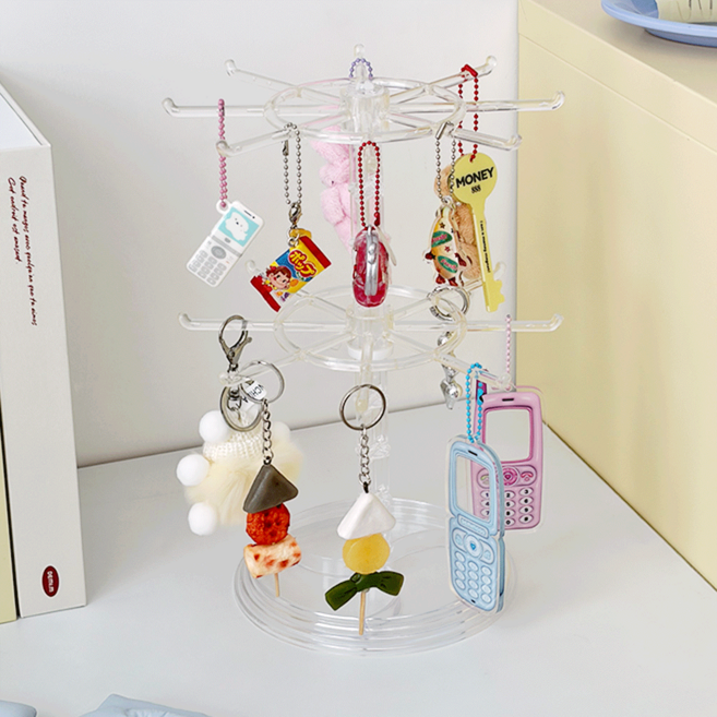 데미무드 쥬비 아크릴 키링 회전대, 투명, 1개