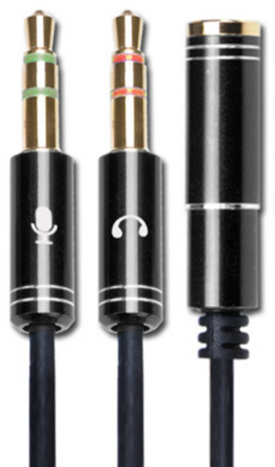 칼론 이어셋 To PC 변환 어댑터 30cm, APC-A07, 블랙, 1개