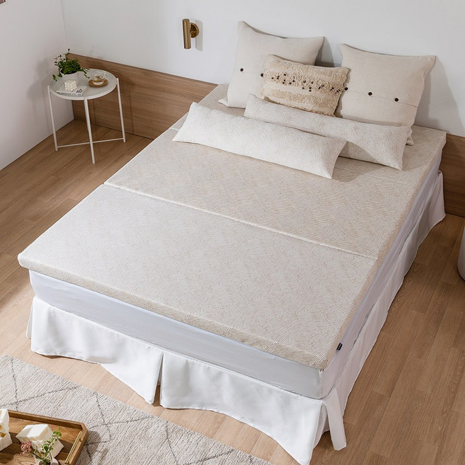 바이빔 에어코어 3단 접이식 워셔블 매트리스, 베이지, 5cm