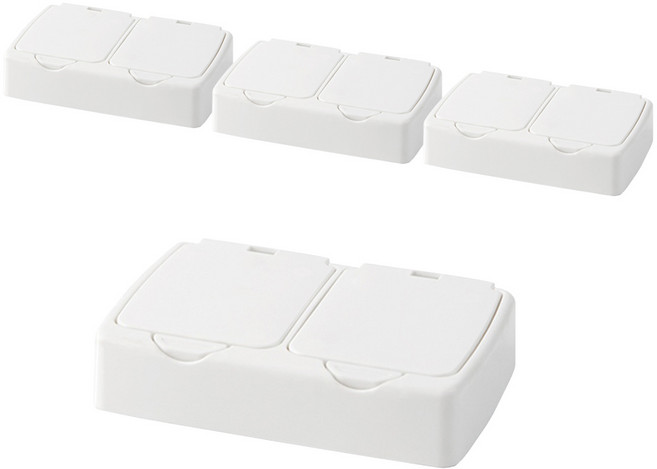 베리구즈 심플 원터치 수납함 사각 2구, 화이트, 4개