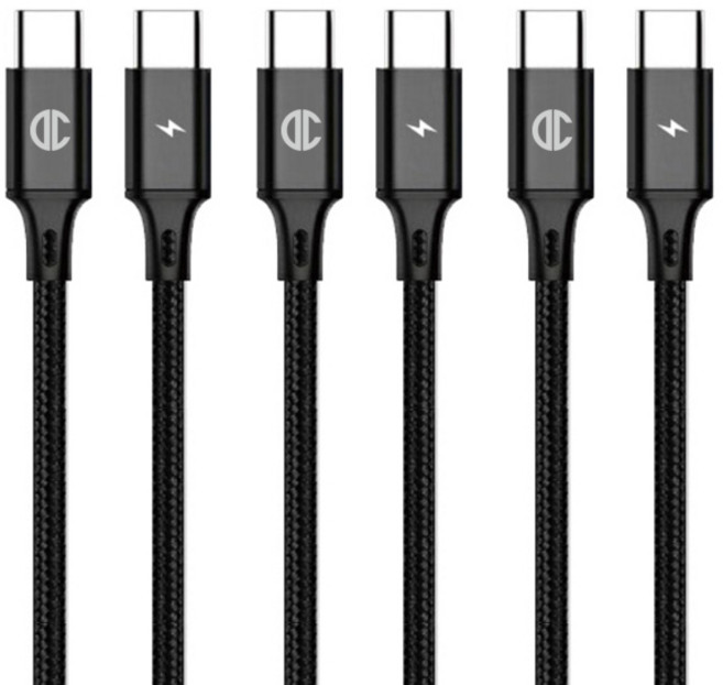 디씨네트워크 페브릭 C to C PD 60W 고속충전 케이블, 60cm, 블랙, 1개