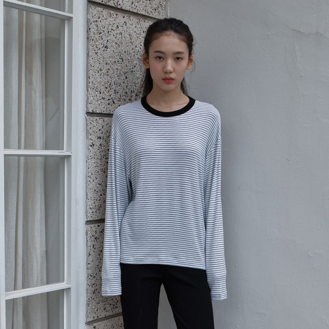 38COMEONCOMMON 女性柔軟寬鬆條紋T恤