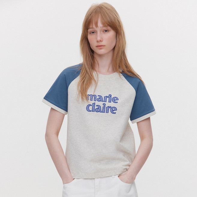 marie claire 美麗佳人 女款撞色拼接拉克蘭短袖T恤 MAGBTS02M