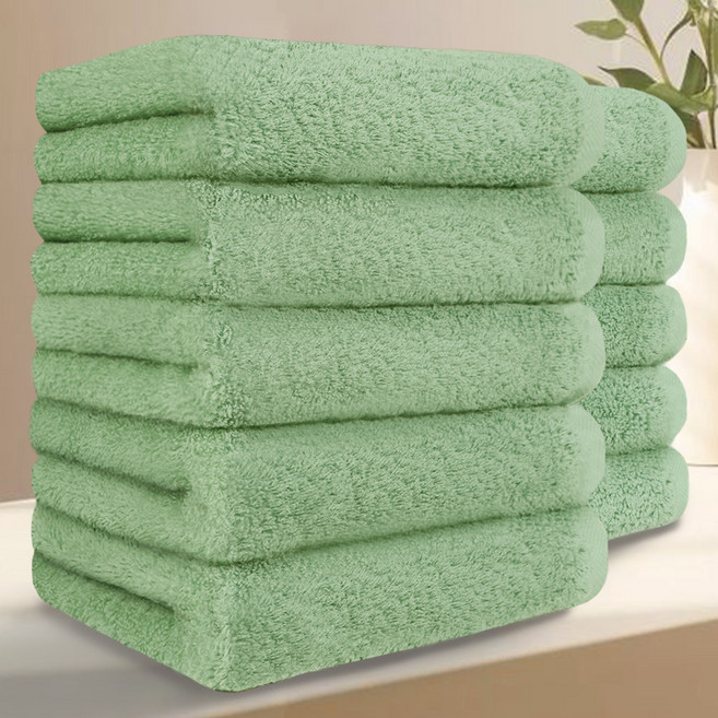 테리크 프리미엄 먼지없는 호텔 수건 200g 40수 코마사 면, 세이지그린, 10개