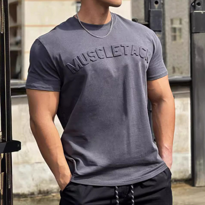 남성용 DM 렛미 머슬핏 반소매 티셔츠
