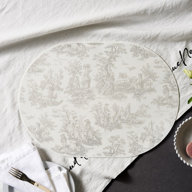 모던하우스 프릴리옹 오벌 실리콘 식탁매트, 1개, 42.5 x 30.5 cm, 그레이