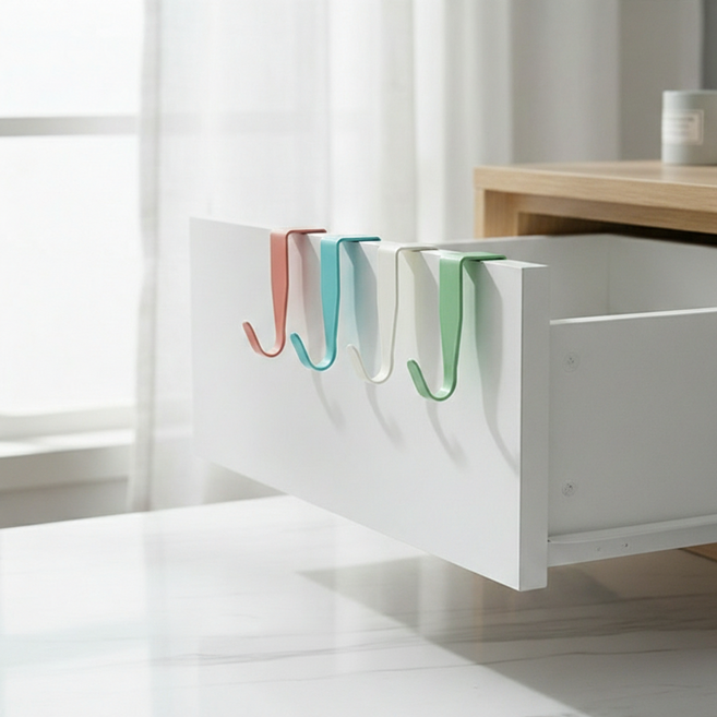 마켓피아 문걸이 다용도 서랍 도어훅 소형 4종 세트, 혼합색상, 1세트