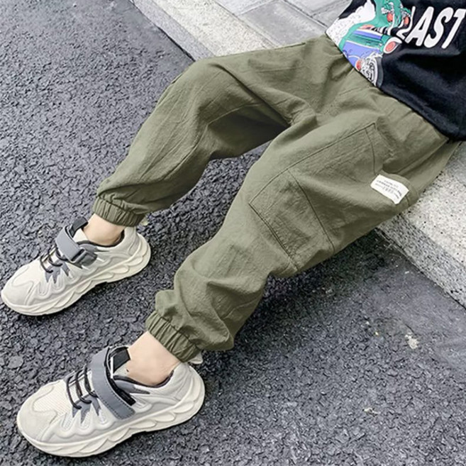 조이멀티 엠케이 아동용 라벨 포켓 카고 긴 조거팬츠