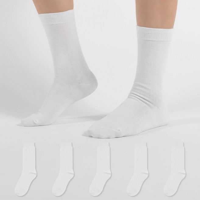 시너싹스 여성용 심플컬러 장목 양말 5켤레 세트