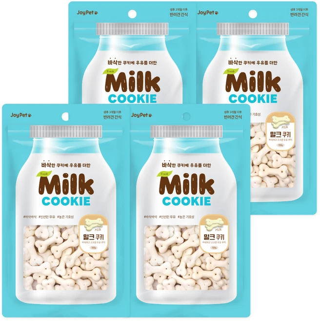 조이펫 강아지 밀크 쿠키 간식, 우유, 100g, 4개 - 쿠팡