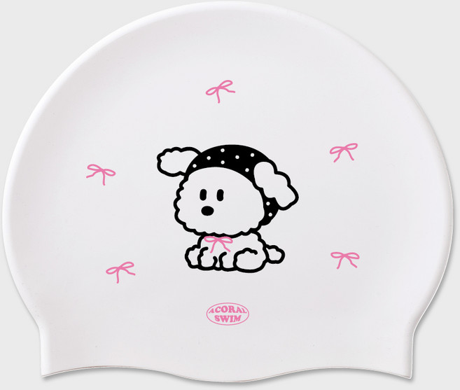 어코랄 실리콘 제작 수영모, 리본퍼피, 1개