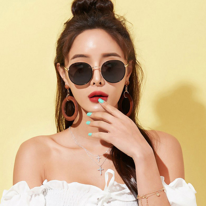 더브릴레 패션 원형 미러 편광 선글라스