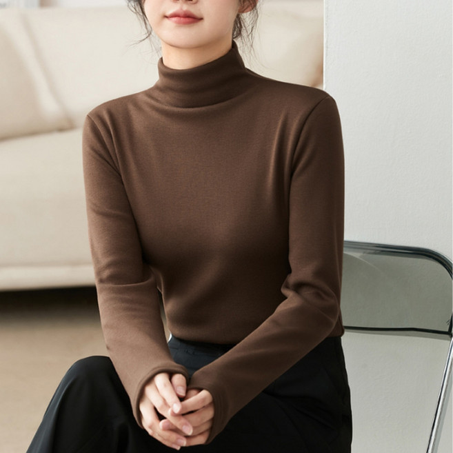 알로데 여성용 하프넥 기모 심플 니트