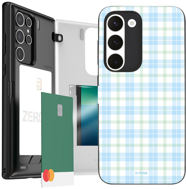 유스픽 디자인 마그네틱 카드포켓 휴대폰 케이스 피크닉 체크