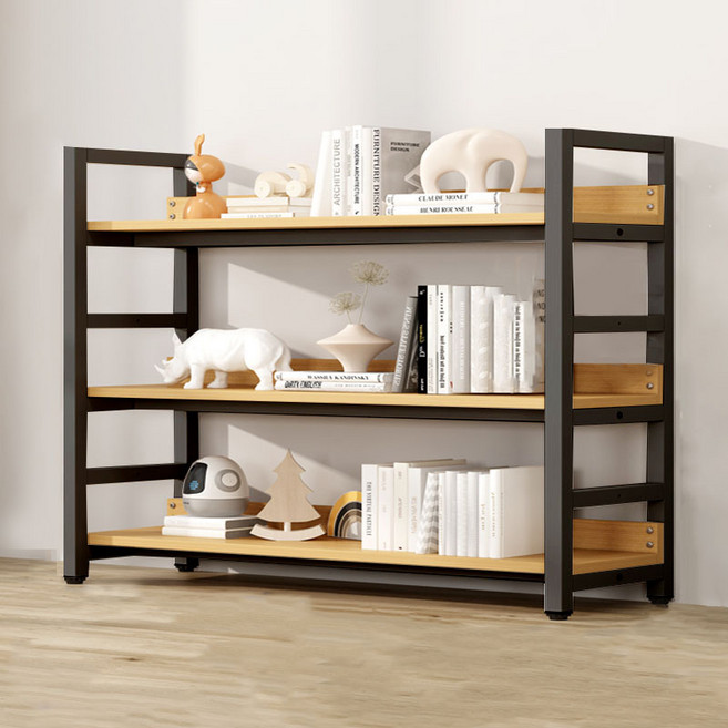 가구느낌 인테리어 철제 리버책장, 네추럴블랙, 3단