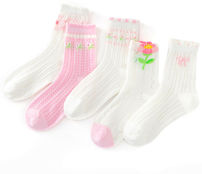 아이뿜 아동용 꽃한송이 메쉬 양말 5족 세트 J94