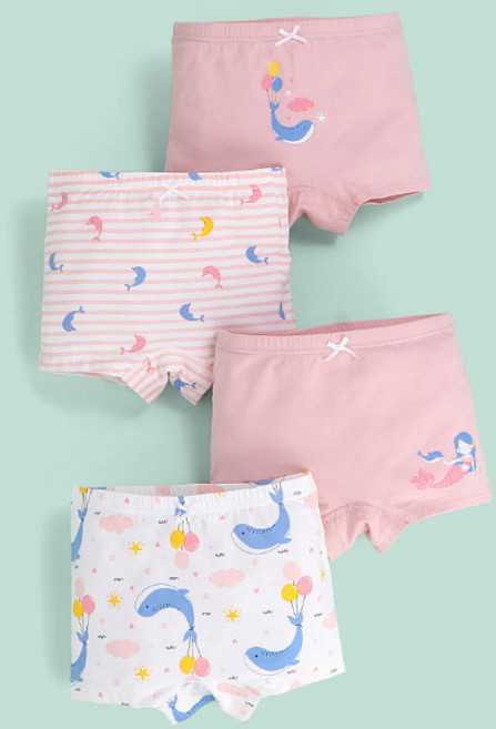 女童圖案印花四角內褲組 4入