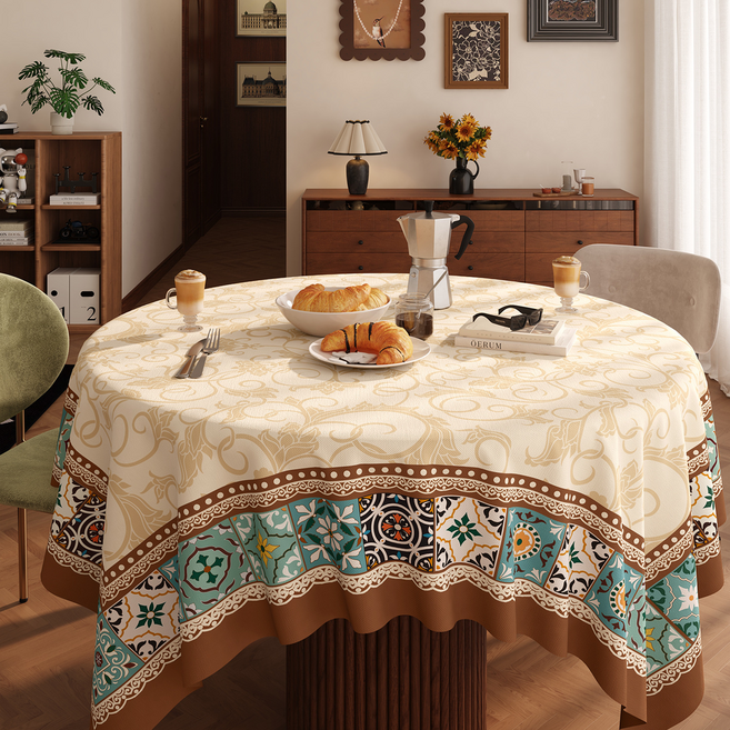 델리리움 아메리칸 레트로 원형 고급 식탁보, type 5, 1개, 90 x 140 cm