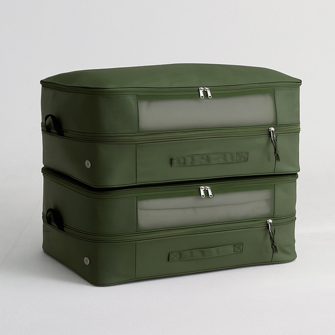 네이쳐리빙 에어다운 이불 정리함 압축파우치 올리브카키