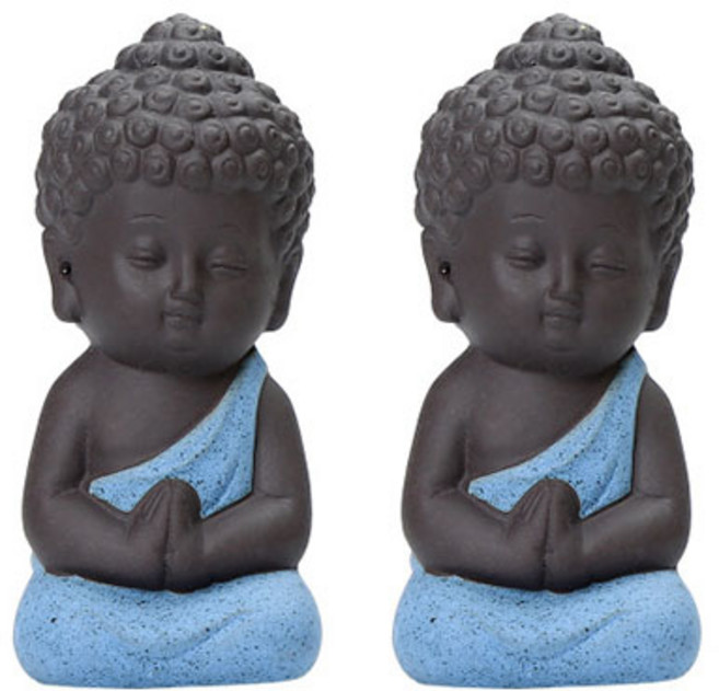 家用迷你佛像 2入, 藍色