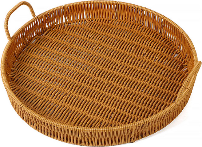지앤와이 라탄 원형 간식 과일바구니 트레이, 1개