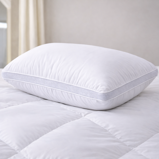 휴가드 통세탁 마이크로필에버 더블라인 3D 입체 에어매쉬 베개, 화이트, 1개
